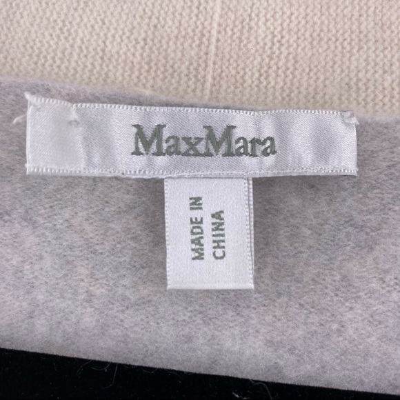 MaxMara 100% Cashmere Cardigan Sweater Womens Size Small Gray Cream Pockets - Picture 3 of 4